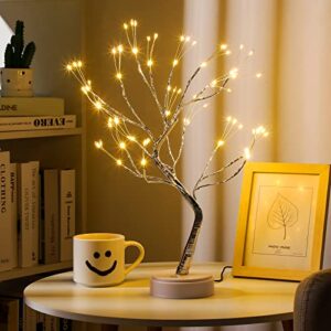 Roowest 2 Pcs 20" Tabletop Bonsai Tree Light Lamp 108 Led Copper Wire String Lamp Battery/USB Operated DIY Artificial Tree Warm White Fairy Light for Indoor Home Bedroom Desktop Christmas Trees Decor