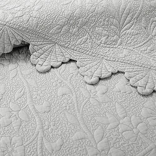 Brandream 6PC Cotton Quilt Bedding Set Queen King Size Cotton Queen Size Bedspreads Scalloped Farmhouse Quilts Set
