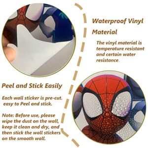Spiderman and His Amazing Friends Wall Decals Stickers Peel and Stick Cartoon Wall Decals for Boys Room Removable Wall Art Mural Decor for Baby Girls Kids Nursery Bedroom