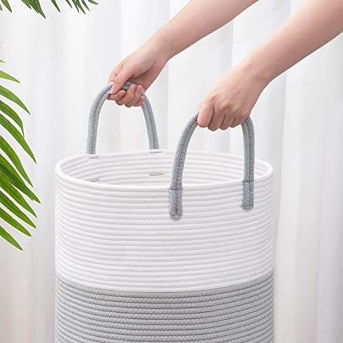 CHICVITA Large Baby Laundry Basket, Clothes Hamper for Nursery, Bedroom, Living Room, Bathroom, Tall Storage Basket for Clothes, Blankets, Towels, Toys, 15 x 20 inches, Grey, 58L