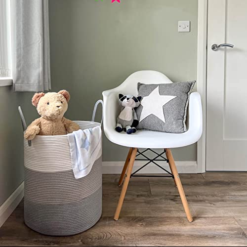 CHICVITA Large Baby Laundry Basket, Clothes Hamper for Nursery, Bedroom, Living Room, Bathroom, Tall Storage Basket for Clothes, Blankets, Towels, Toys, 15 x 20 inches, Grey, 58L