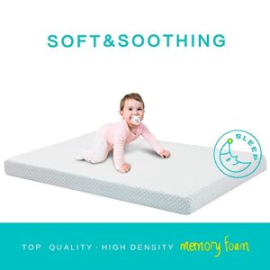 Hush Hutting Pack and Play Mattress, Portable Mattresses Topper, Memory Foam Mattress with Removable Cover, Quiet and Odorless Playard Mattress Fits Pack N Play, 38"x26"x3"