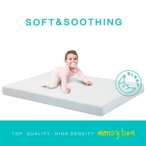 Hush Hutting Pack and Play Mattress, Portable Mattresses Topper, Memory Foam Mattress with Removable Cover, Quiet and Odorless Playard Mattress Fits Pack N Play, 38"x26"x3"