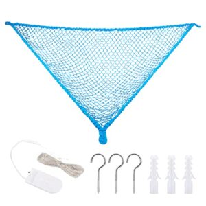 Corner Stuffed Toy Hammock with LED Light, Corner Plush Toy Net Holder, Stuffed Animals Hanging Storage Net, Hanging Toy Net Hammock for Nursery Play Room Bedroom(Blue)