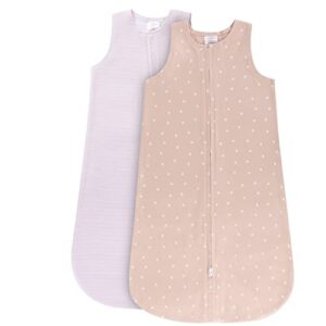 ely's & co 100% cotton wearable blanket baby sleep bag 2 pack (0-3 months, blush)