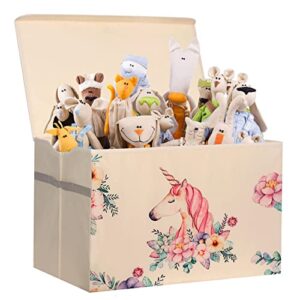 yosayd unicorn toy chest and storage, large cute and functional toy box storage cube with handles