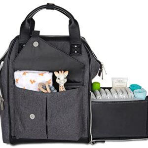 Baby Brezza Lucia Baby Diaper Bag Backpack and Tote – Carry How You Choose – Spacious but Compact Design with 12 Pockets and Slide Out Diaper Caddy, Graphite