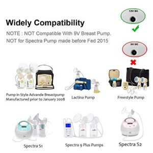 12V Power Cord for Spectra Breast Pump S2 S1 Charger Cord Replacement - for Spectra Electric Breast Pump S1 / S2 / SPS100 / SPS200 / 9 Plus / M1 AC Power Supply Adapter