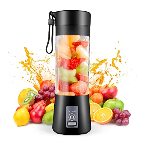 BALYWOOD Portable Blender, Personal Blender for Shakes and Smoothies, Personal Size Blenders with USB Rechargeable Mini Fruit Juice Mixer, Mini Juicer Smoothie Blender Bottles Travel 380ML, Blue