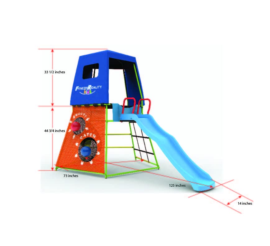 Fitness Reality Kids Explorer Adventure Climbing Fort with Platform, Playground Slide and Play Tent, Outdoor Jungle Gym for Backyard, Kids Ages 3-10 (8631)