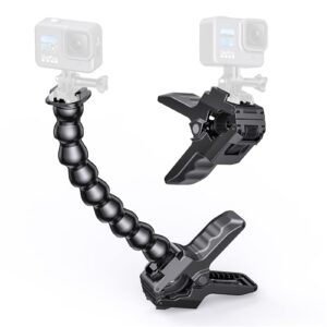 starbea jaws flex clamp mount with adjustable gooseneck compatible with gopro hero 10, 9, 8, 7, 6, 5, 4, session, 3+, 3, 2, 1, max, hero (2018), fusion, dji osmo action cameras