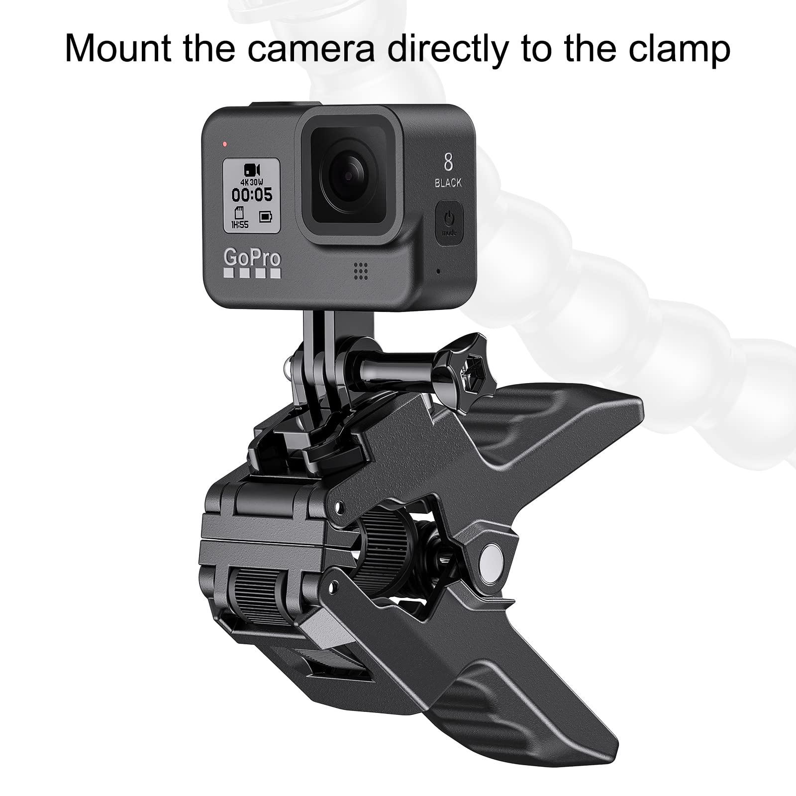 Starbea Jaws Flex Clamp Mount with Adjustable Gooseneck Compatible with GoPro Hero 10, 9, 8, 7, 6, 5, 4, Session, 3+, 3, 2, 1, Max, Hero (2018), Fusion, DJI Osmo Action Cameras