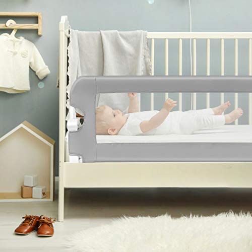 HONEY JOY Bed Rail for Toddlers, 48-in Extra Long, Portable Safety Bed Guardrail, Foldable Baby Bed Rail Guard, Fit King & Queen Full Twin Size Bed Mattress(Gray)