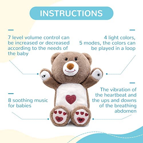 DEARBABY Baby Sleep Soother,Newborn Essentials Baby Stuff Toys 0-6 Months,Baby Christmas Girl Gifts Sound Machine for Nursery with Realistic Breathing Motion Shusher Baby Registry Search