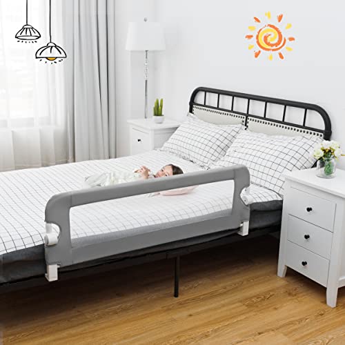 HONEY JOY Bed Rail for Toddlers, 48-in Extra Long, Portable Safety Bed Guardrail, Foldable Baby Bed Rail Guard, Fit King & Queen Full Twin Size Bed Mattress(Gray)