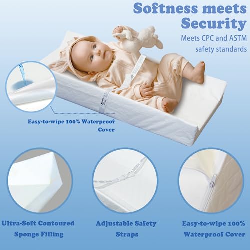 Truwelby Waterproof Contour Diaper Changing Pad for Dresser Top, Baby Changing Pad Cover Waterproof Hypoallergenic Washable