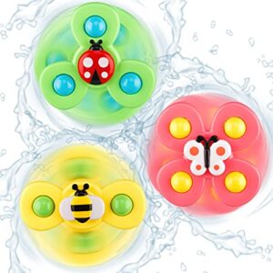 tiyol suction cup spinners, baby bath toys 6-12-18 months, window travel toys for toddler 1 2 3 years old, fun birthday for infant boys girls (3 pcs)