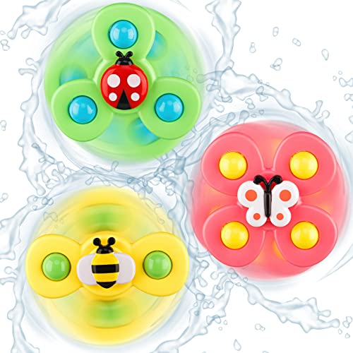 Tiyol Suction Cup Spinners, Baby Bath Toys 6-12-18 Months, Window Travel Toys for Toddler 1 2 3 Years Old, Fun Birthday for Infant Boys Girls (3 PCS)