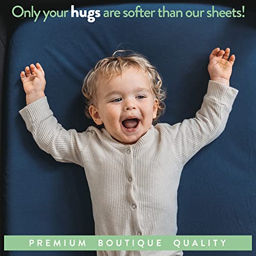 Pack and Play Sheets Fitted – Compatible with Graco Pack n Play Playard Crib and Other 27 x 39 Inch Playpen Mattress – Snuggly Soft 100% Jersey Cotton – Light + Dark Sage Green – 2 Pack