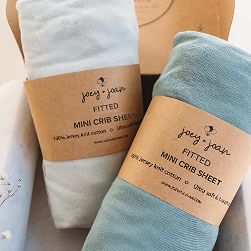 Mini Portable 24x38 Fitted Crib Sheets – Compatible with Dream on Me, Delta Porta Crib and Arms Reach Ideal Cosleeper – 100% Jersey Cotton – Light + Dark Sage Green – 2 Pack