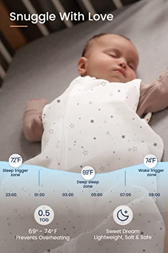 TotAha Light Baby Sleep Sack, Stretchy Sleepsack, Silky Comfort, Buttery Soft, Swaddle Transition Sleeping Bag, 2-Way Safe Zippers, Wearable Blanket Baby Sleep Bag for 0-3-6-12-18-24 Months 0.5 TOG