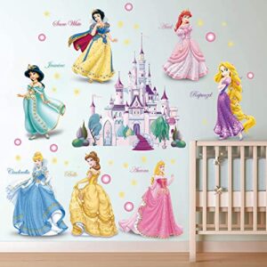 supzone princess wall stickers castle wall decal girls wall décor diy removable wall art sticker for baby kids nursery girls bedroom living room playroom wall decoration