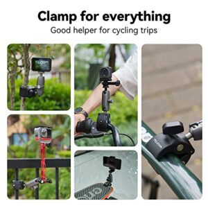 TELESIN Camera Clamp Handlebar Bike Mount 360° Double Ballhead Magic Arm with 1/4"-20 Thread for Motorcycle Monitor Canon Nikon DSLR/Gopro/LED Lights/Ronin-M/Ronin MX/Freefly MOVI