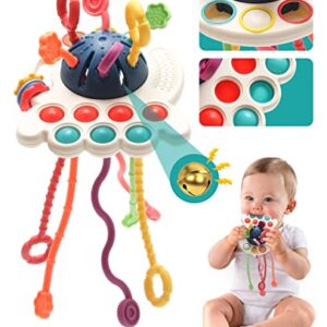 Montessori Toys for 1-3 Year Old, Silicone Pull String Activity Toys, Baby Sensory Toys with Rattle, Baby Travel Toys, Baby Teething Toys fine Motor Skills Toddler 18m+ Birthday Gift for Toddlers