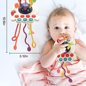 Montessori Toys for 1-3 Year Old, Silicone Pull String Activity Toys, Baby Sensory Toys with Rattle, Baby Travel Toys, Baby Teething Toys fine Motor Skills Toddler 18m+ Birthday Gift for Toddlers