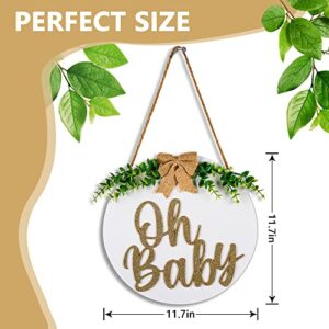 Oh Baby Wooden Sign with Gold Painted – for Farmhouse Porch Outdoor Home Wall Front Door Decor – Baby Shower, Gender Reveal, Baby Announcements Party Backdrop – by ZouYee