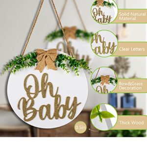 Oh Baby Wooden Sign with Gold Painted – for Farmhouse Porch Outdoor Home Wall Front Door Decor – Baby Shower, Gender Reveal, Baby Announcements Party Backdrop – by ZouYee