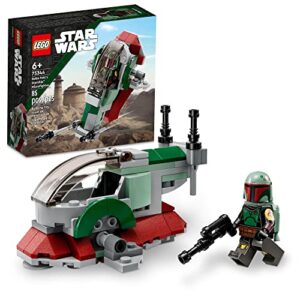 lego star wars boba fett's starship microfighter 75344, building toy vehicle with adjustable wings and flick shooters, the mandalorian set for kids