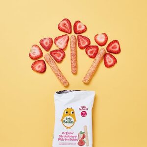 Little Bellies Organic Strawberry Pick-Me Sticks, Baby Snack, (Pack of 5)