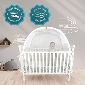 SLUMBLE Luxury Crib Tent | Crib Tent to Keep Baby from Climbing Out of Crib | Upgraded Mesh Crib Bumper Option | Premium Instant Pop-Up Crib Cover | Baby Crib Safety Tent | Designed in The USA