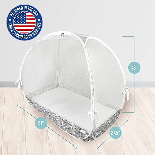 SLUMBLE Luxury Crib Tent | Crib Tent to Keep Baby from Climbing Out of Crib | Upgraded Mesh Crib Bumper Option | Premium Instant Pop-Up Crib Cover | Baby Crib Safety Tent | Designed in The USA