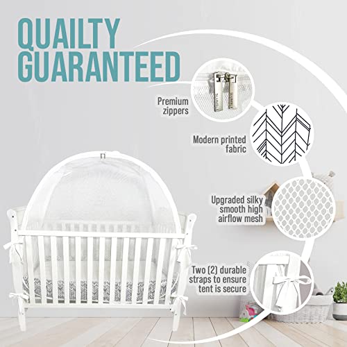 SLUMBLE Luxury Crib Tent | Crib Tent to Keep Baby from Climbing Out of Crib | Upgraded Mesh Crib Bumper Option | Premium Instant Pop-Up Crib Cover | Baby Crib Safety Tent | Designed in The USA