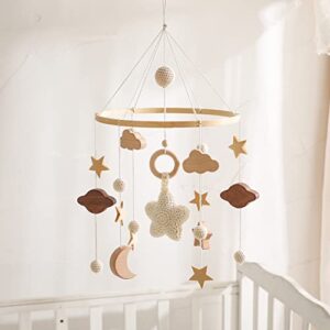 baby crib mobile for boys girls| boho nursery mobile| gender neutral hand-crocheted mobile| ceiling mobile - stars, clouds, moon