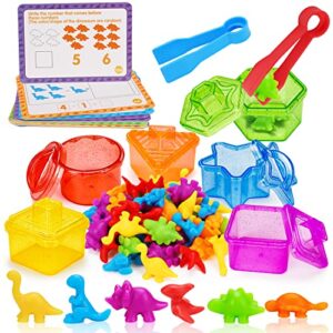 counting dinosaurs toys for kids occupational therapy preschool learning activities autism math counters color sorting matching game montessori fine motor skills toys for toddler boys girl age 2 3 4 5