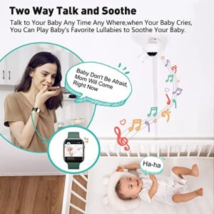 Simyke Smart Video Baby Monitor WiFi Smart Phone 1080P Camera,AI Detection,Cry Monitor and Lullabies,HD Night Vision,Two-Way Audio,Cloud & SD Card Storage,Connect Smart Watch App Control