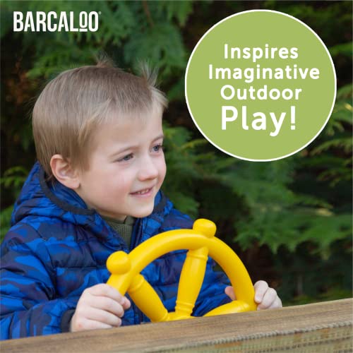 Barcaloo Kids Playground Pirate Ship Wheel – Yellow Jungle Gym Steering Wheel for Swing Set, Childrens Steering Wheel Simulation Toy, Pirate Ship Steering Wheel Toys for Toddlers. Wheel Playset