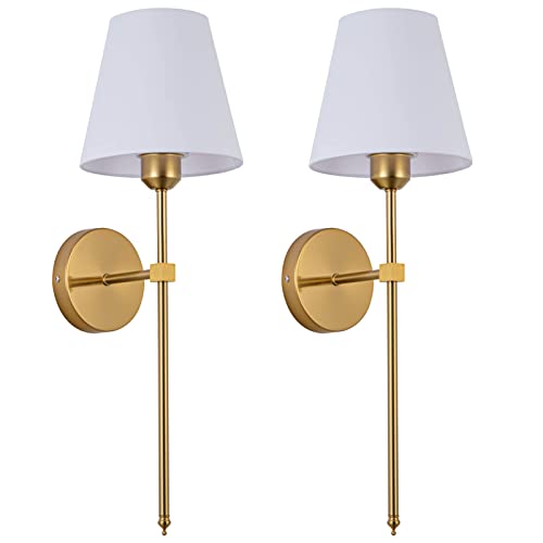 Tumgog Battery Operated Wall Light Set of 2，with Remote Control Dimmable Not Hardwired Wall Sconce Fixtures，Battery Powered Eye Protection Wall Lamp No Wiring Required (Color : Gold)