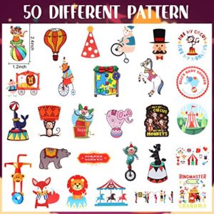 100 Pcs Circus Party Favors Stickers Vinyl Waterproof Funny Circus Decals for Water Bottles Laptop Scrapbooking Travel Cups, Circus Sticker Packs Gifts for Adults Teens Kids (Circus Style)