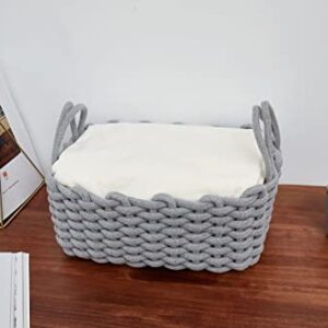 Woven Baskets, Set of 3 for Home, Office, Dorm Room, Living Room, Bedroom, Bathroom, Nursery Storage and Organization (GRAY)