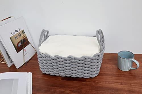 Woven Baskets, Set of 3 for Home, Office, Dorm Room, Living Room, Bedroom, Bathroom, Nursery Storage and Organization (GRAY)