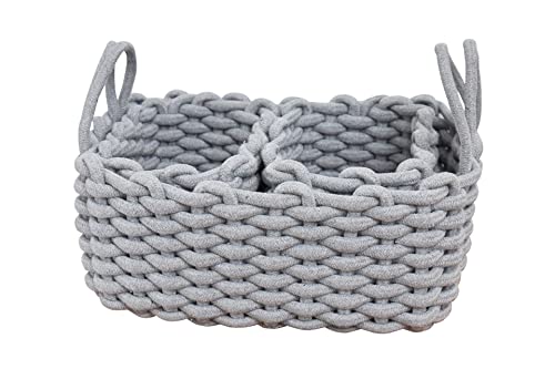 Woven Baskets, Set of 3 for Home, Office, Dorm Room, Living Room, Bedroom, Bathroom, Nursery Storage and Organization (GRAY)