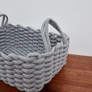 Woven Baskets, Set of 3 for Home, Office, Dorm Room, Living Room, Bedroom, Bathroom, Nursery Storage and Organization (GRAY)