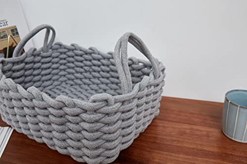 Woven Baskets, Set of 3 for Home, Office, Dorm Room, Living Room, Bedroom, Bathroom, Nursery Storage and Organization (GRAY)