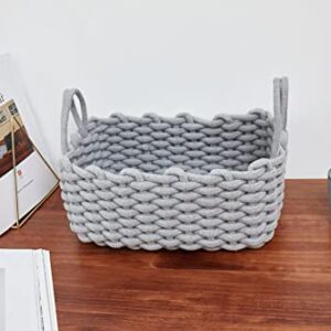 Woven Baskets, Set of 3 for Home, Office, Dorm Room, Living Room, Bedroom, Bathroom, Nursery Storage and Organization (GRAY)