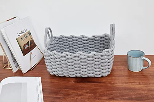 Woven Baskets, Set of 3 for Home, Office, Dorm Room, Living Room, Bedroom, Bathroom, Nursery Storage and Organization (GRAY)