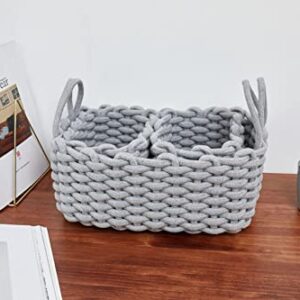 Woven Baskets, Set of 3 for Home, Office, Dorm Room, Living Room, Bedroom, Bathroom, Nursery Storage and Organization (GRAY)